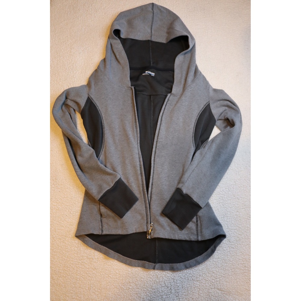 Columbia Womens Gray Full Zip Hoodie Athletic Jacket Thumbholes XS Heathered